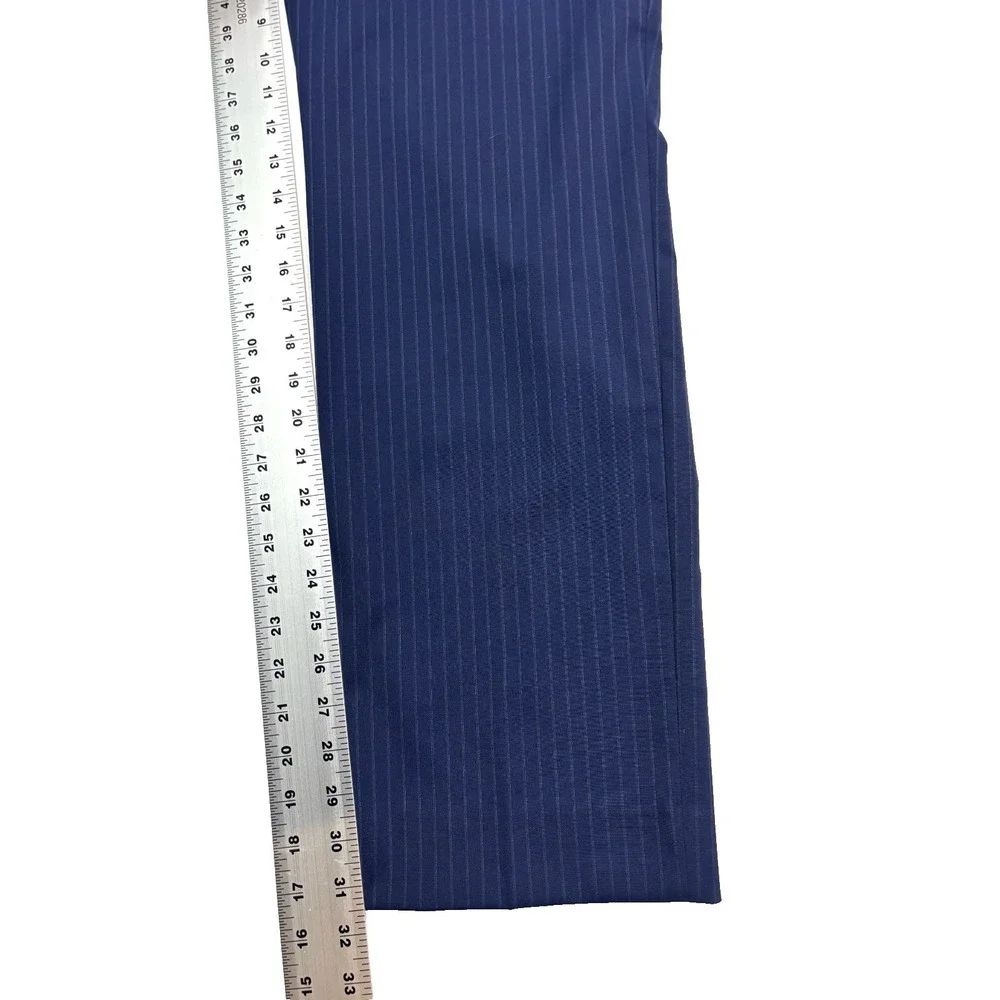 Banana Republic 35x32‎ Navy Blue Chalk Stripe Wool Dress Pants Trouser Slim Fit